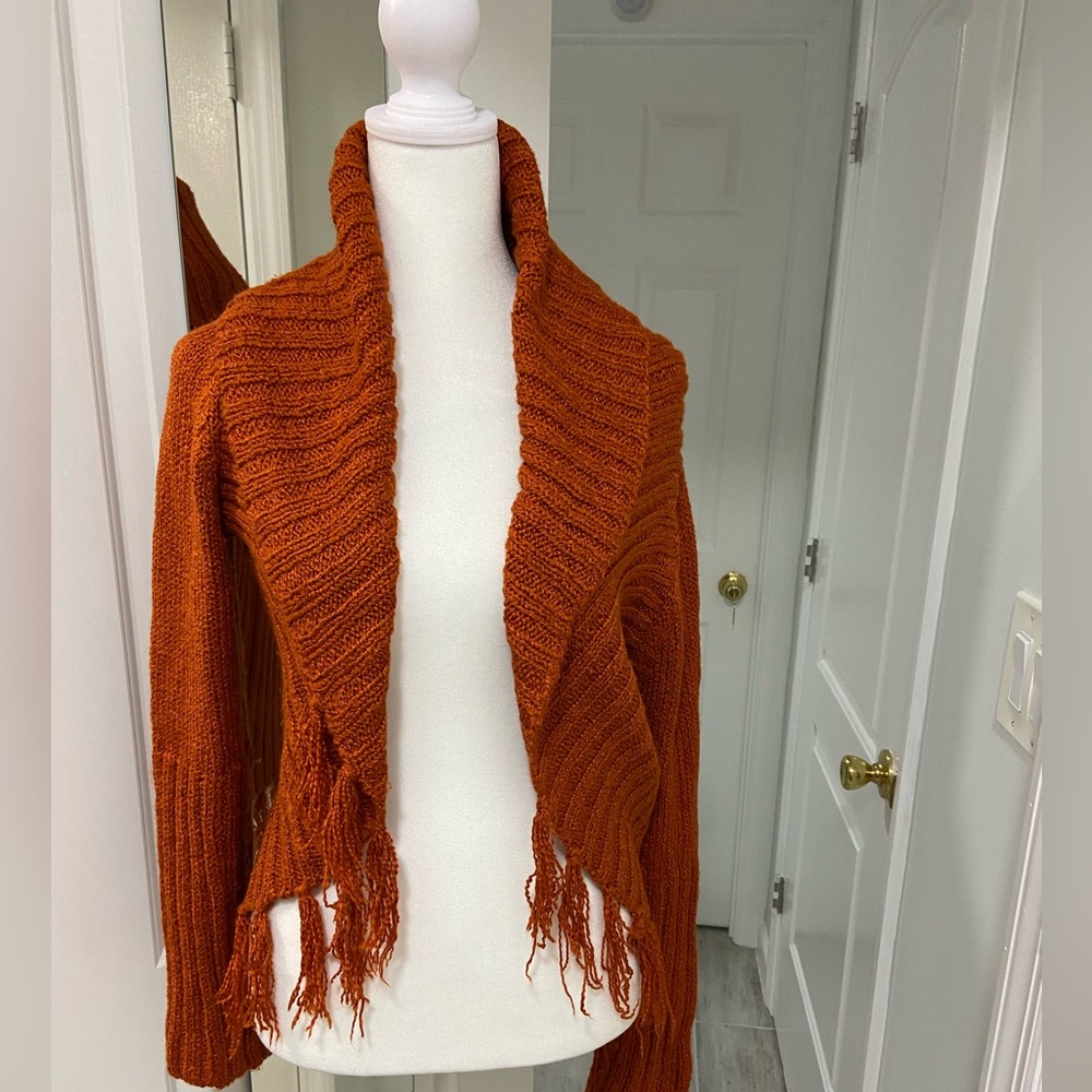 Women's Orange Fringe Sweater - Picture 2 of 7
